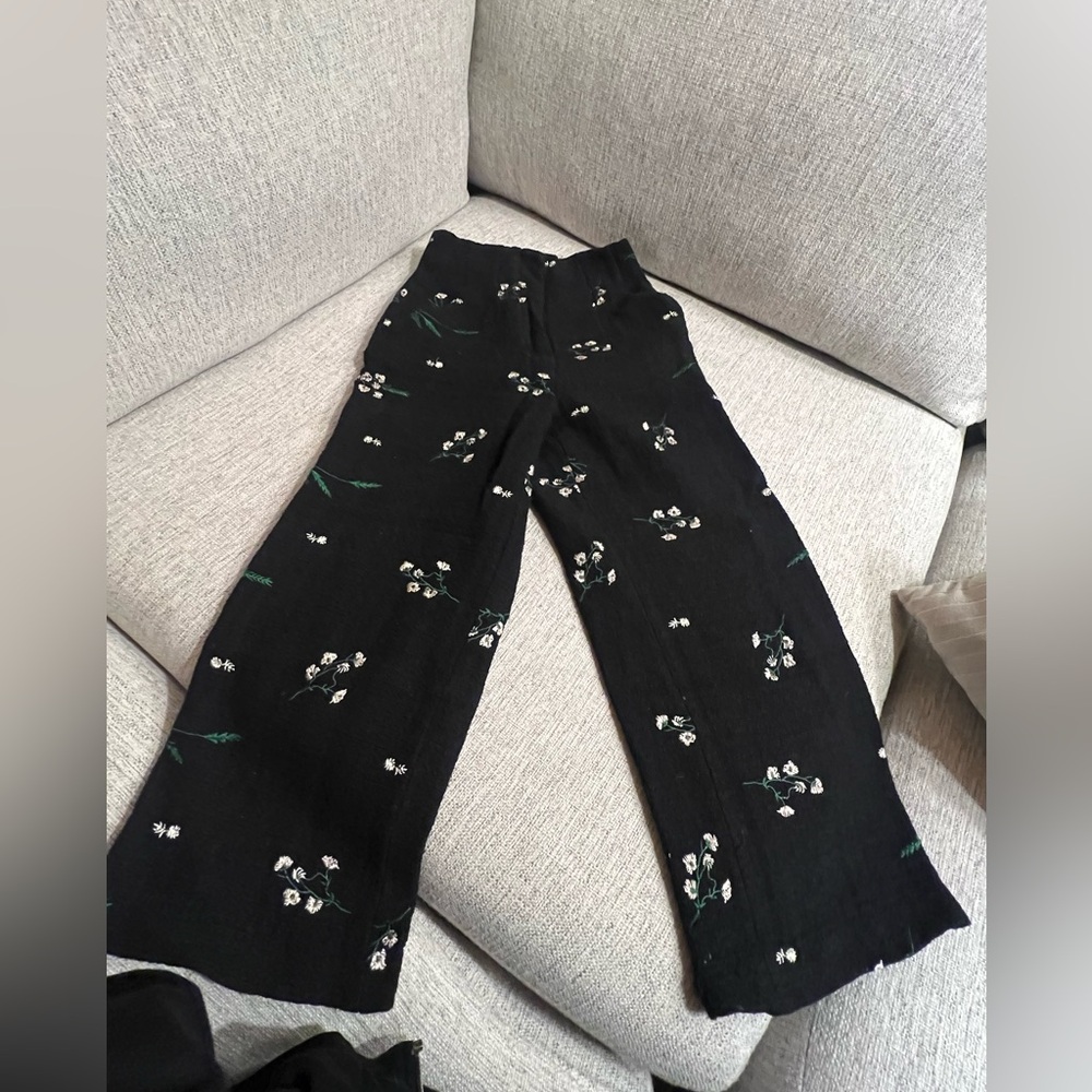 Zara Black Floral Kids Pants
